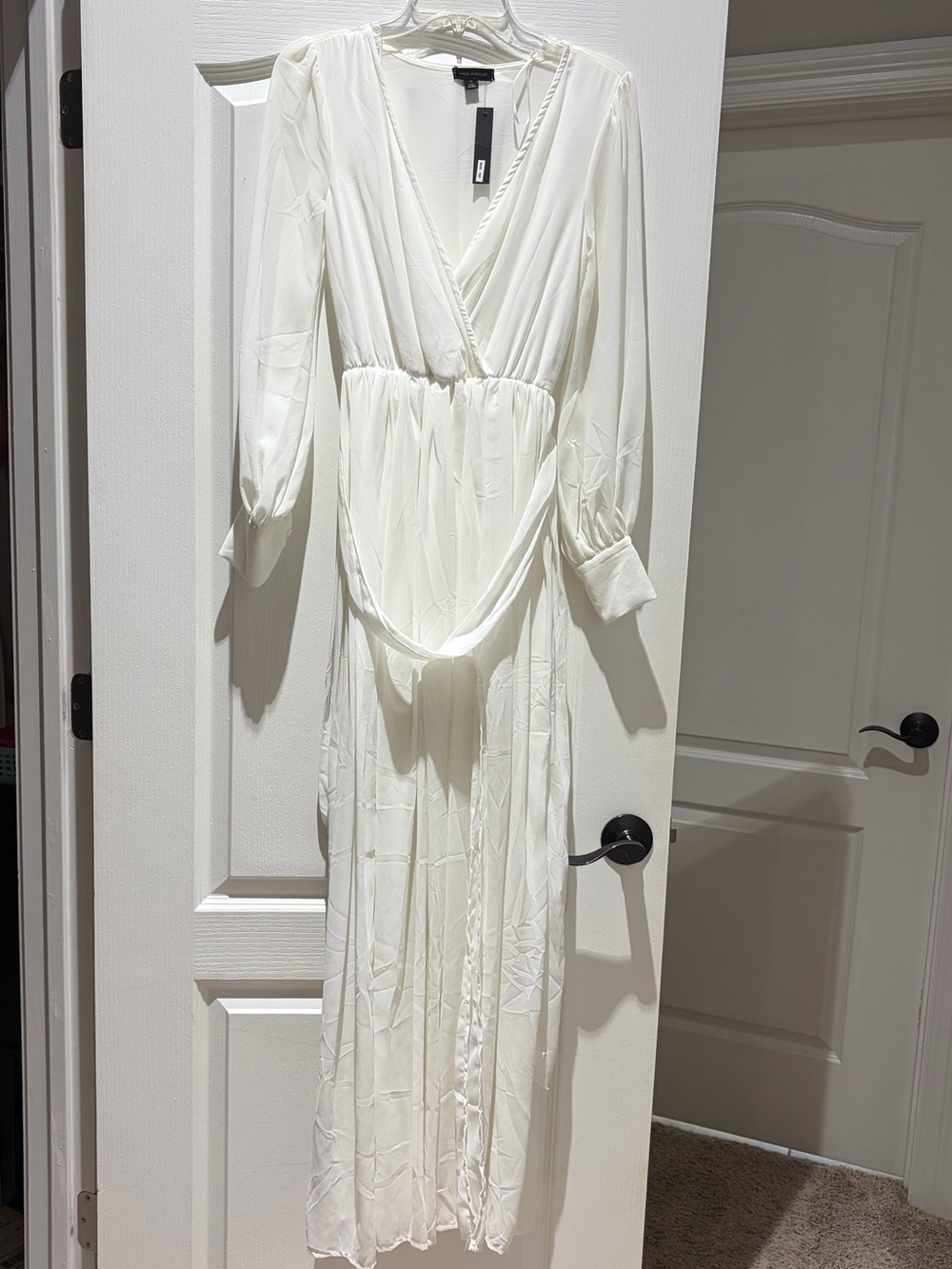 Miss Avenue Ivory Long Sleeve Wrap Maxi Dress